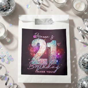 Glam Silber Disco Ball Noten 21. Geburtstag Geschenktütchen
