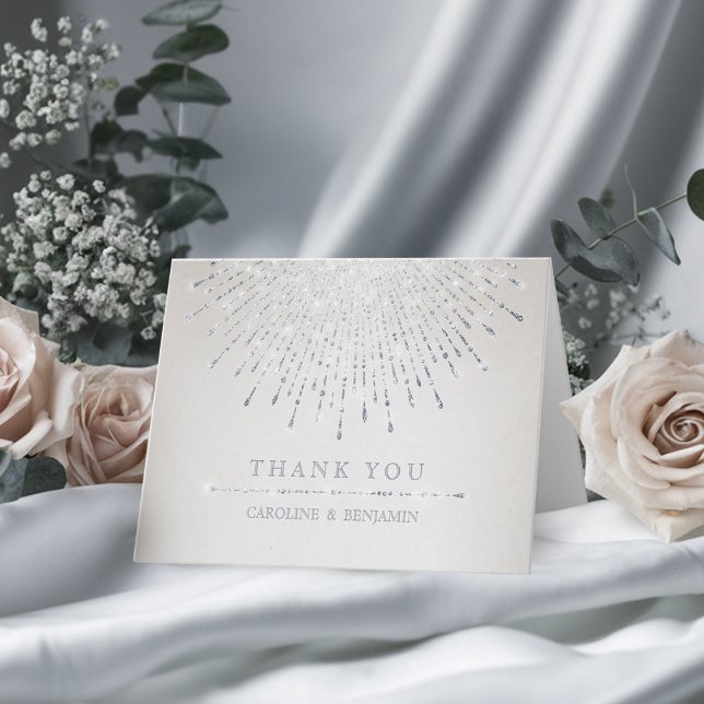 Glam silber Glitzer Deko Jahrgang Hochzeit danke (Glam silver glitter deco vintage wedding thank you)