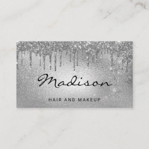 Glam Silber Metallic Glitter-Tropf Haar- und Make- Visitenkarte