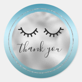 Glam Silver Aqua Black Eyelashes Vielen Dank Runder Aufkleber