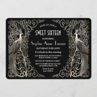 Glam Silver Art Deco Friedenssicherungen 16 . Gebu Einladung