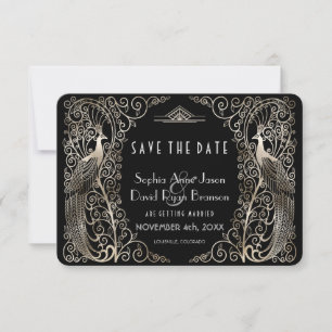 Glam Silver Art Deco Friedhöfe Save the Date