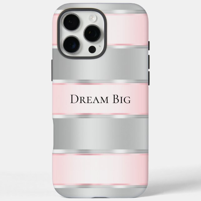 Glam Silver Blush Pink Ribbon Case-Mate iPhone Hülle (Rückseite)