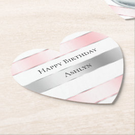 Glam Silver Blush Pink Ribbon Geburtstag Untersetzer