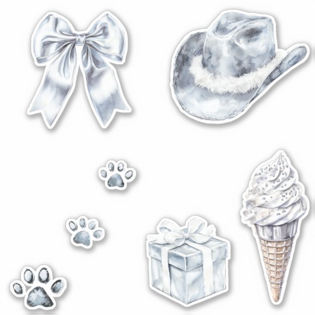 Glam Silver Bow Aufkleber (Vorderseite)