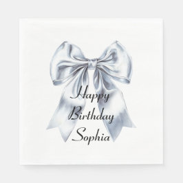 Glam Silver Bow Birthday Serviette
