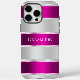 Glam SIlver Chic Pink Ribbon iPhone 16 Pro Max Hülle