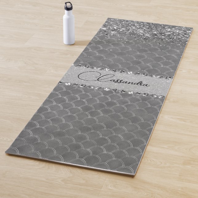 Glam Silver Glittery Diamond Bling Yogamatte (Beispiel)