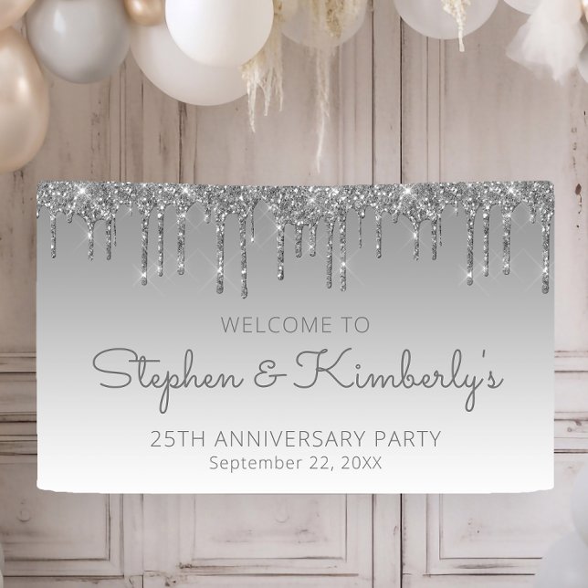 Glam Silver Glitzer Tropfen 25-jähriges Party Banner (Von Creator hochgeladen)