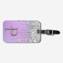 Glam Silver Glitzer Tropfen Elegantes Monogramm