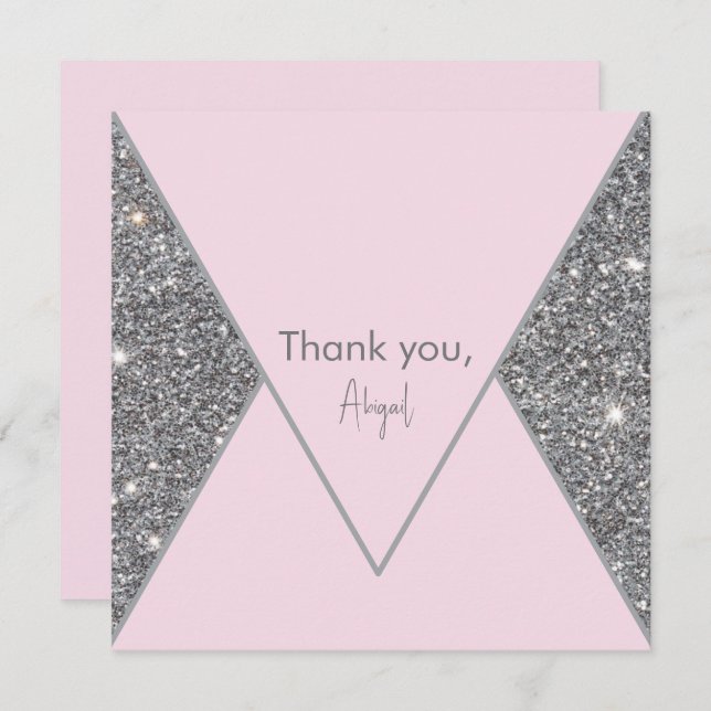 Glam Silver Glitzer und Pink Brautparty Danke (Vorne/Hinten)