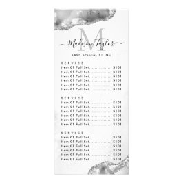 Glam Silver Gray Glitzer Agate Marble Monogram Werbekarte