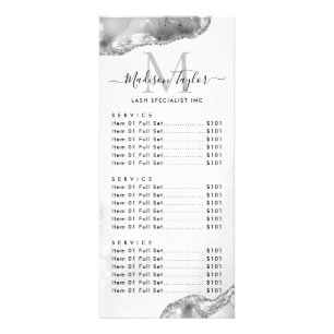 Glam Silver Gray Glitzer Agate Marble Monogram Werbekarte