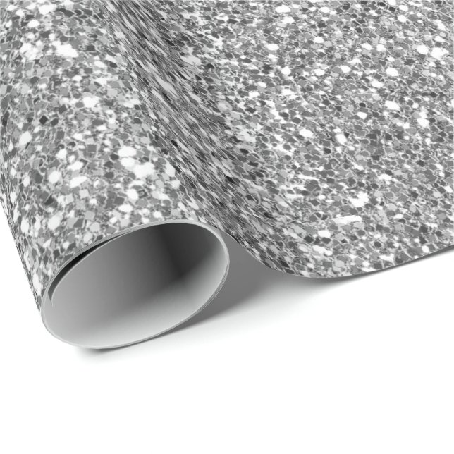 Glam Silver Imitats Glitzer Geschenkpapier (Rolleneckpunkt)