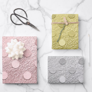 Glam Silver Pink Gold Metallic Glitzer Sparkle Geschenkpapier Set