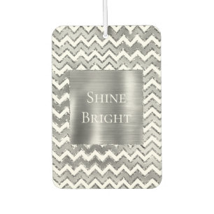 Glam Silver White Zigzag Streifen Autolufterfrischer