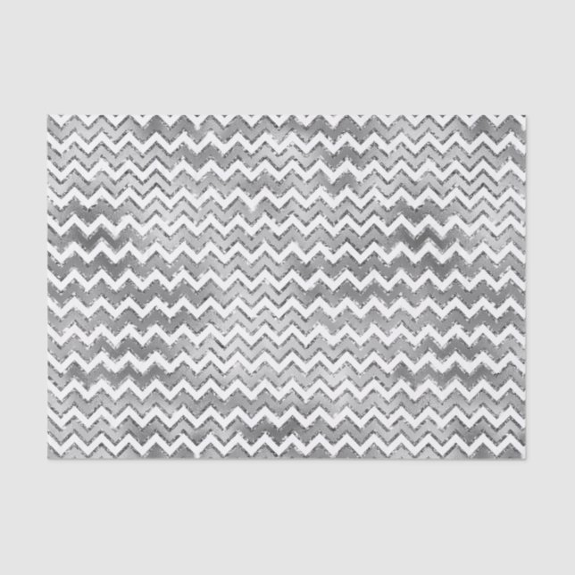 Glam Silver White Zigzag Streifen Seidenpapier (Vorderseite)