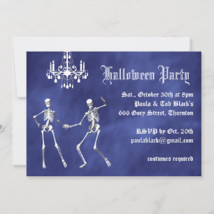 Glam Skeletts auf Lila Haze Halloween Einladung