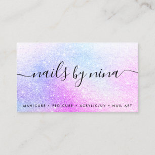 Glam-Skript-Signatur holografisch rosa Glitzer Visitenkarte