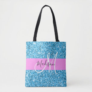 Glam Sky Blue Pink Glitzer Glitzern Name Monogram