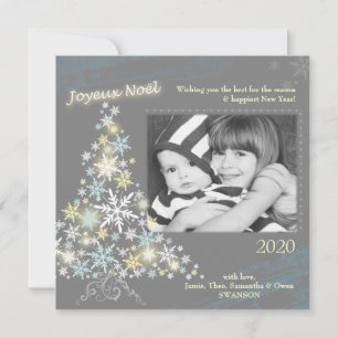 Glam Snowflake Tree Holiday Foto-Karte Feiertagskarte