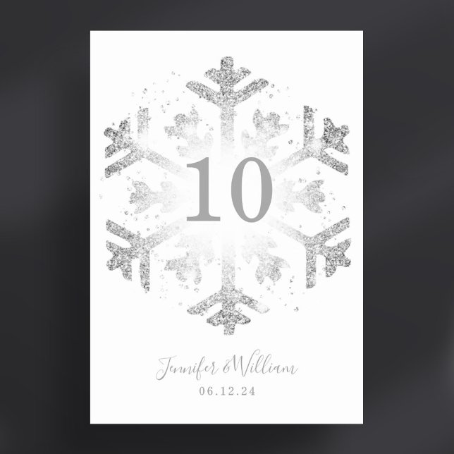 Glam Snowflake Xmas Wedding Silver Tischnummer (Glam Snowflake Xmas Wedding Silver Table Number)