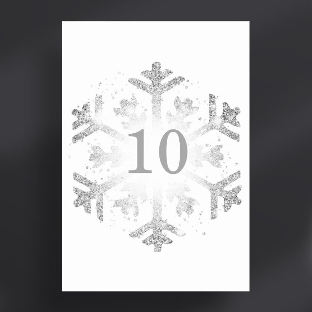 Glam Snowflake Xmas Weihnachtssilber Tischnummer (Glam Snowflake Xmas Holiday Silver Table Number)