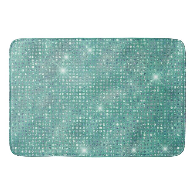 Glam Sparkle Dots Sea Glass Green Badematte (Vorderseite)