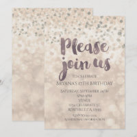 Glam Sparkle Konfetti-Party-Einladungen für jedes