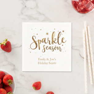 Glam Sparkle Season Name Weihnachtsfeier Serviette