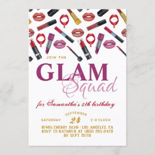 Glam Squad Makeup zum Geburtstag Einladung