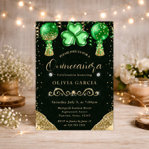 Glam St. Patrick's Ballons Quinceanera Einladung