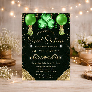 Glam St. Patrick's Ballons Sweet Sixteen Einladung