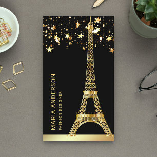 Glam Stars Confetti Goldener Garten Pariser Eiffel Visitenkarte