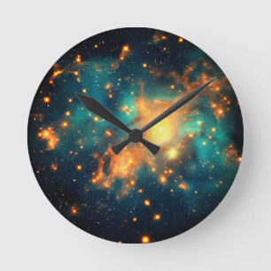 Glam Stylish Cosmic Galaxy Runde Wanduhr