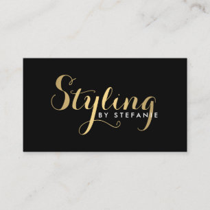 Glam Stylist Script Text Gold/Schwarz Visitenkarte