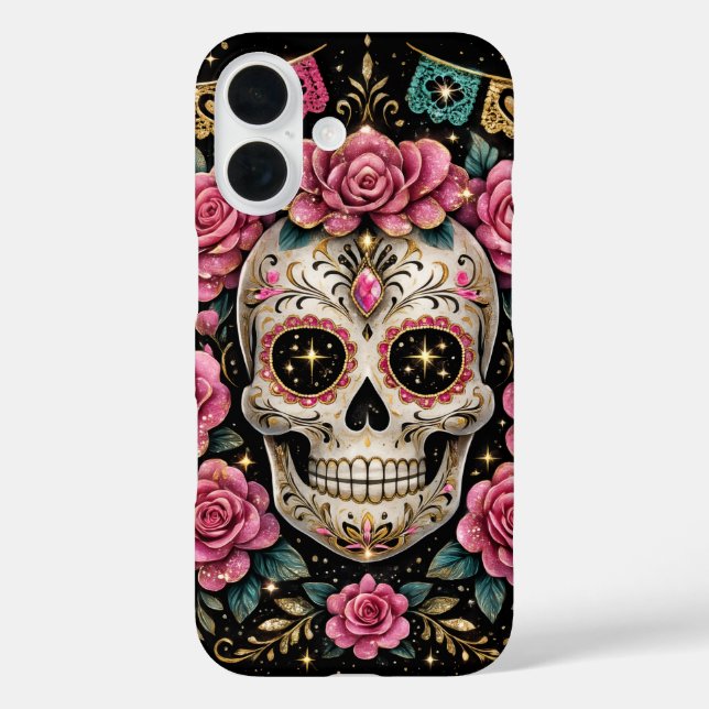 Glam Sugar Skull Phone Case – Dia de los Muertos (Rückseite)