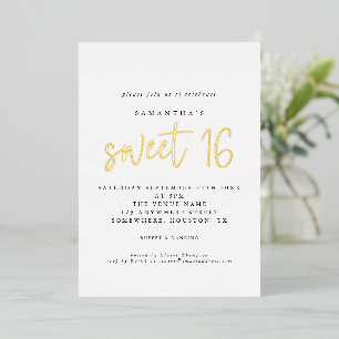 Glam Sweet 16 Birthday Party Script Real Foil Invi Folieneinladung