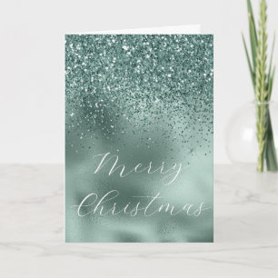 Glam Teal Aqua Kieferngrün Glitzer Glanz Karte