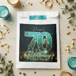 Glam Teal Gold Stained Glass Mosaic 70th Birthday Geschenktütchen