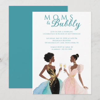 Glam Teal Vintage Moms & Bubbly Brunch TMF26 Einladung