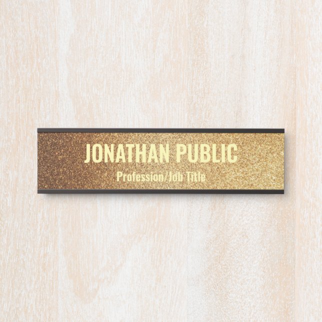 Glam Template Moderne Schwarz und Gold Trendy Tür  Türschild (Vorderseite )