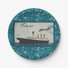 Glam Titanic Saphire Glitzer Pappteller