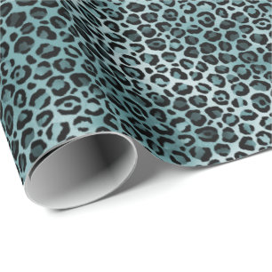 Glam Türkis Aquamarin Blue Leopard Print Geschenkpapier