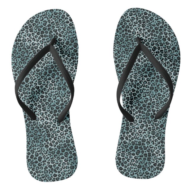 Glam Türkis Aquamarin Blue Leopard Print Ombre Flip Flops (Fußbett)