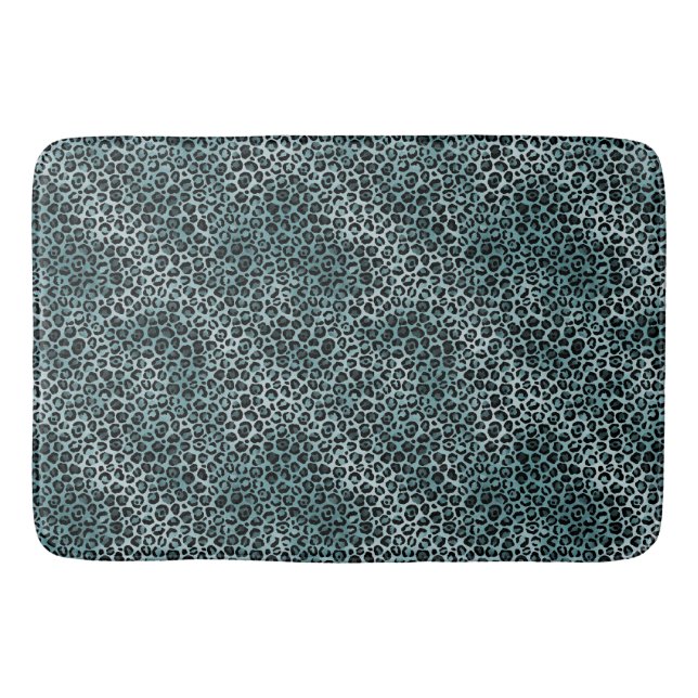 Glam Turquoise Aquamarin Blue Leopard Print Ombre Badematte (Vorderseite)