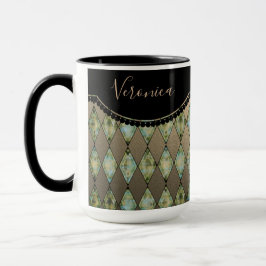 Glam Turquoise Harlequin Personalisiert Tasse