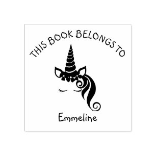 Glam Unicorn Buchzeichen Dieses Buch gehört dem Na Gummistempel
