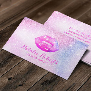 Glam Unicorn Glitzer Chic Lips Makeup Artist Visitenkarte