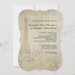 Glam Vintag Paris Pariser Hochzeit Einladung